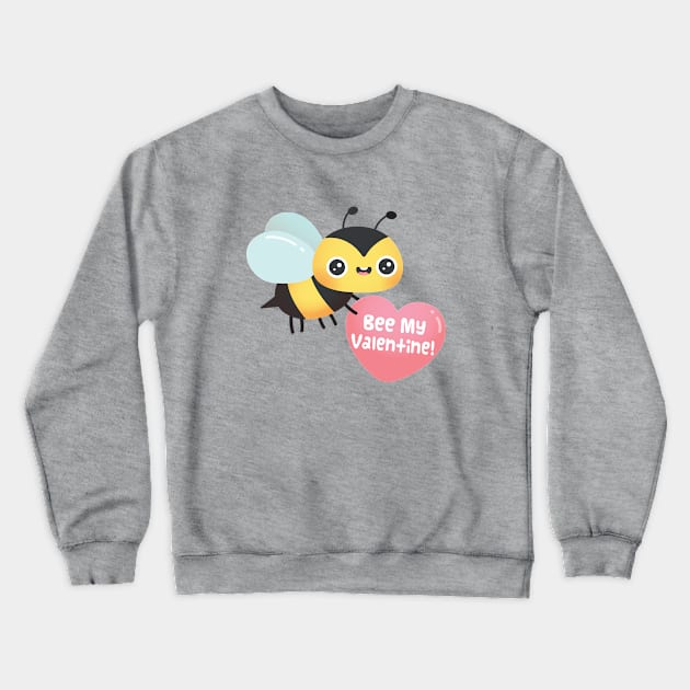 Cute Bee My Valentine, Valentines Day Pun Cartoon Crewneck Sweatshirt by rustydoodle